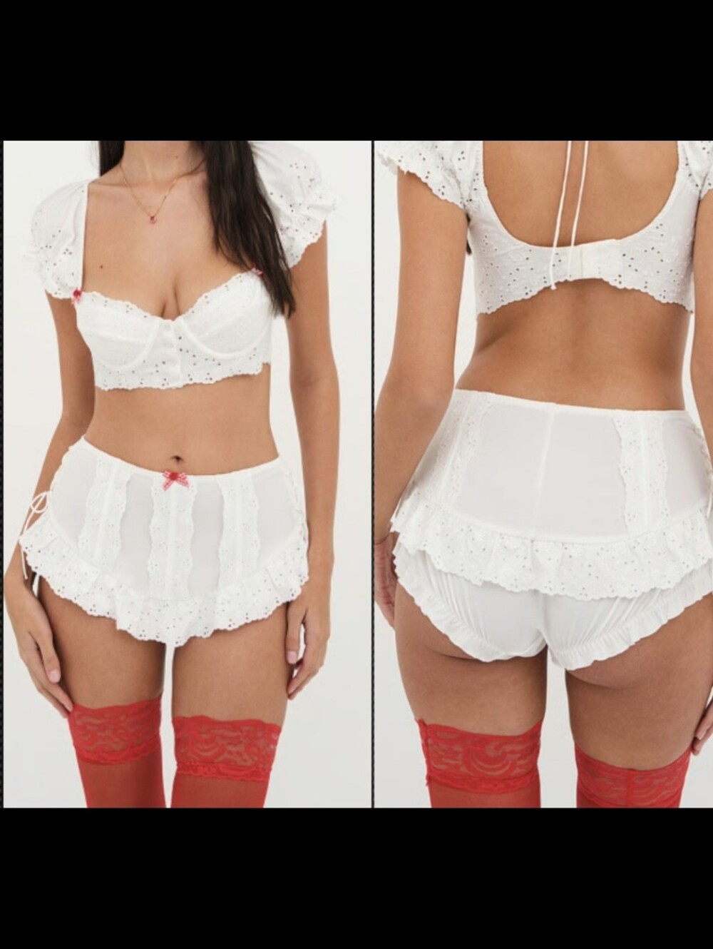 NEW! For Love & Lemons Martha High-Waist Corset Bloomer Eyelet Lace Panties! L